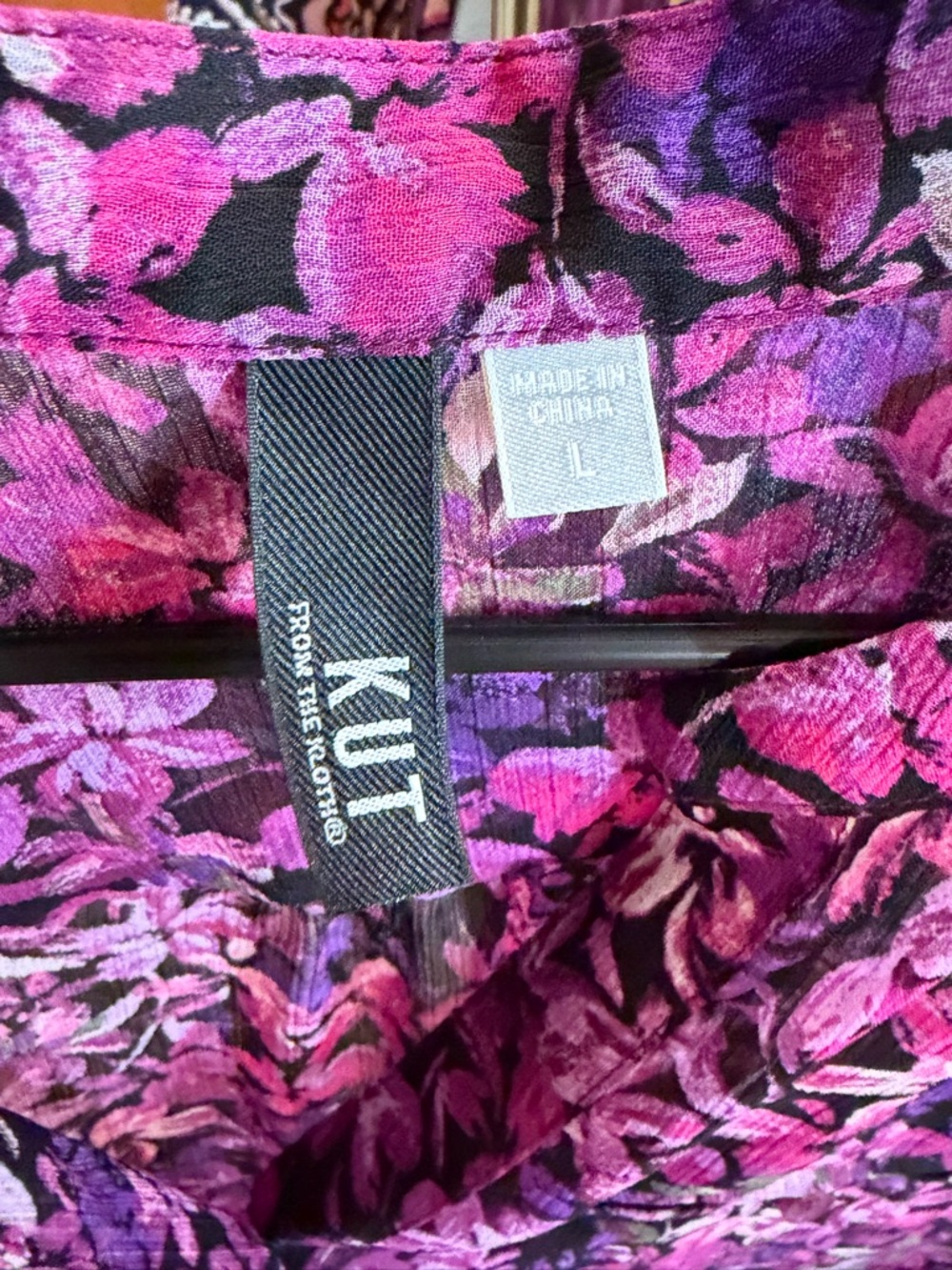 KUT from the Kloth Jasmine Purple Floral Button Down Blouse - Picture 3 of 4